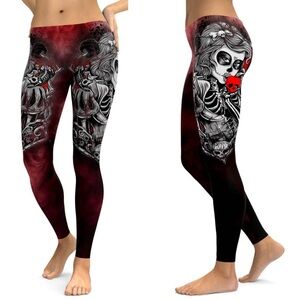 Gear Bunch Sugar Skull Leggings Gothic Leggings Multicolor Stretch Activewear L
